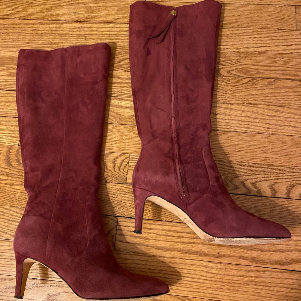 Boden cranberry suede knee-high boots